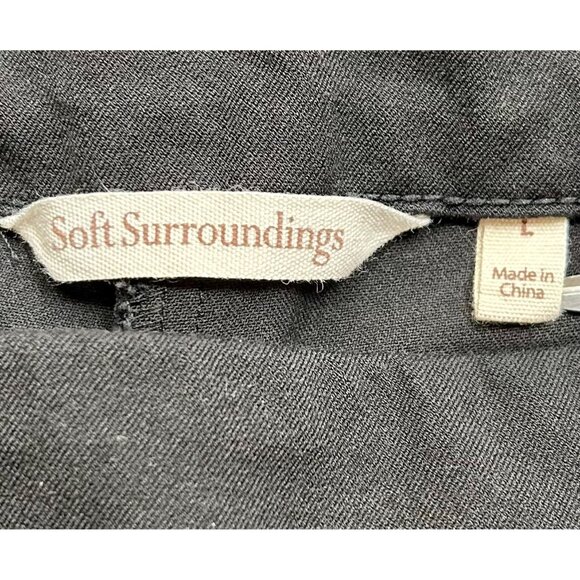 SOFT SURROUNDINGS BLACK CASUAL CHIC‎ ANKLE PANTS W/ BUTTON DETAIL Sz LARGE - Picture 4 of 10